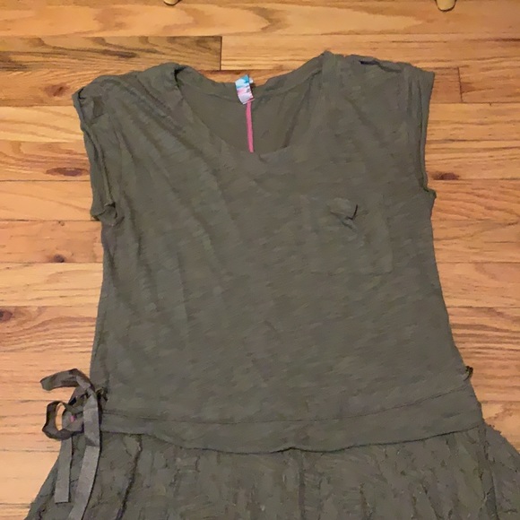 Free People beach fairy army green dress tie waist - Picture 3 of 8